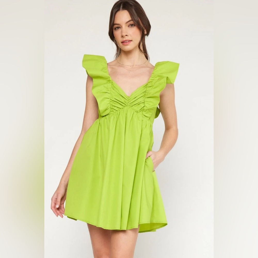 Green ruffle dress